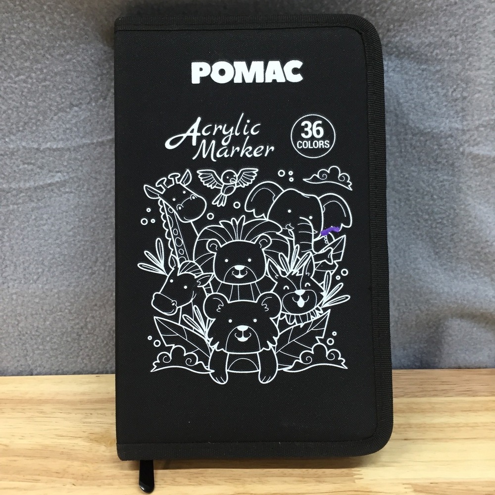 POMAC 36 Colors Acrylic‎ Marker Set with Zippered Carrying Case Art Supplies